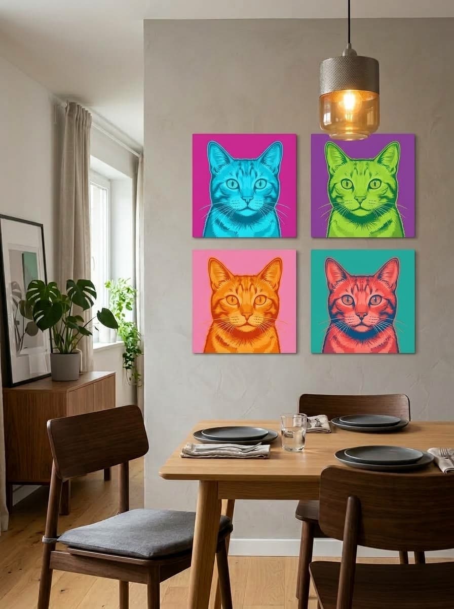 Dining room gallery with 4 cat tiles