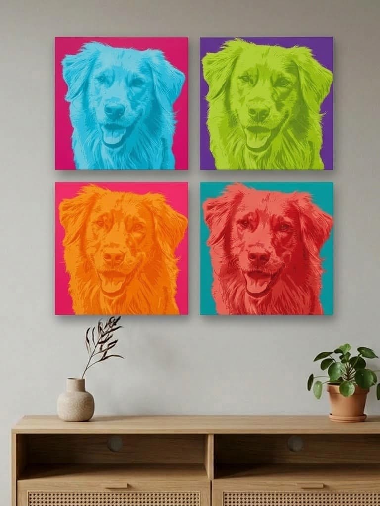 Photo Tiles 4-tile pop art wall gallery